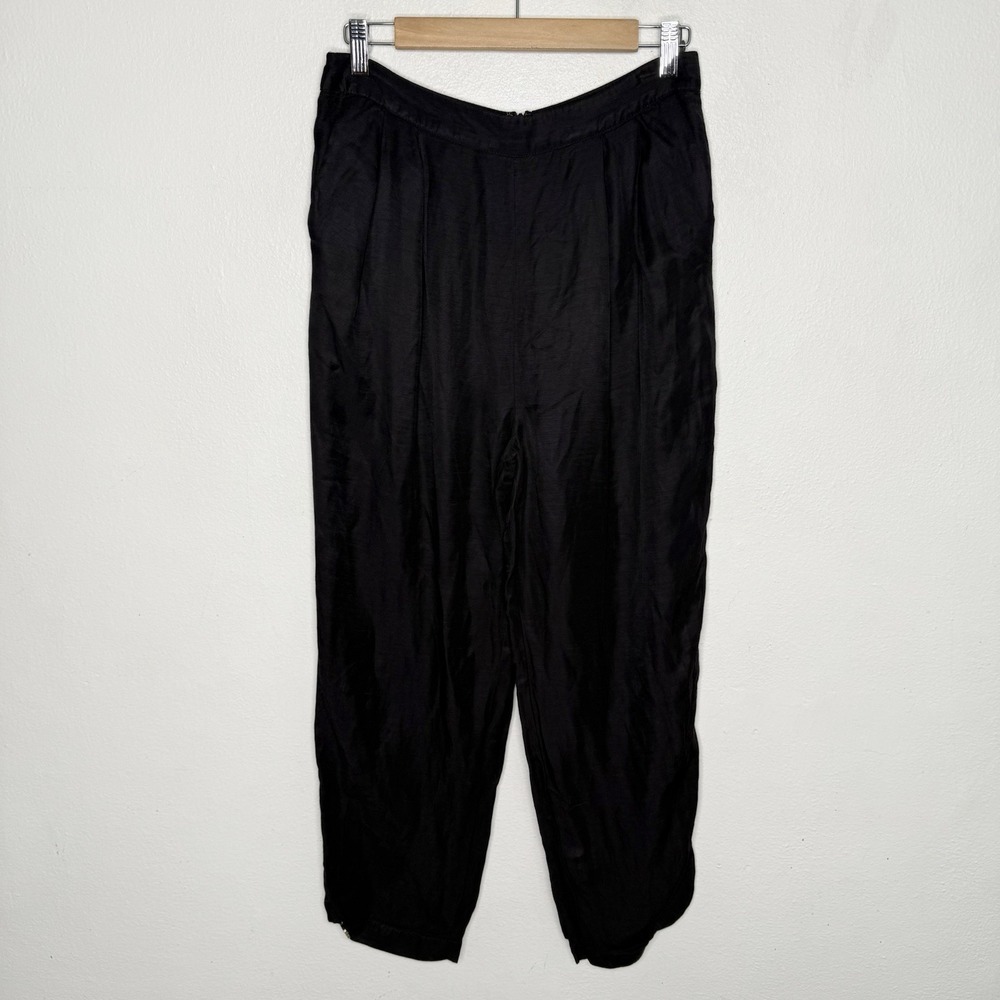 House Of Harlow Black High Rise Pleated Front Pants Loose Minimal Women's Medium